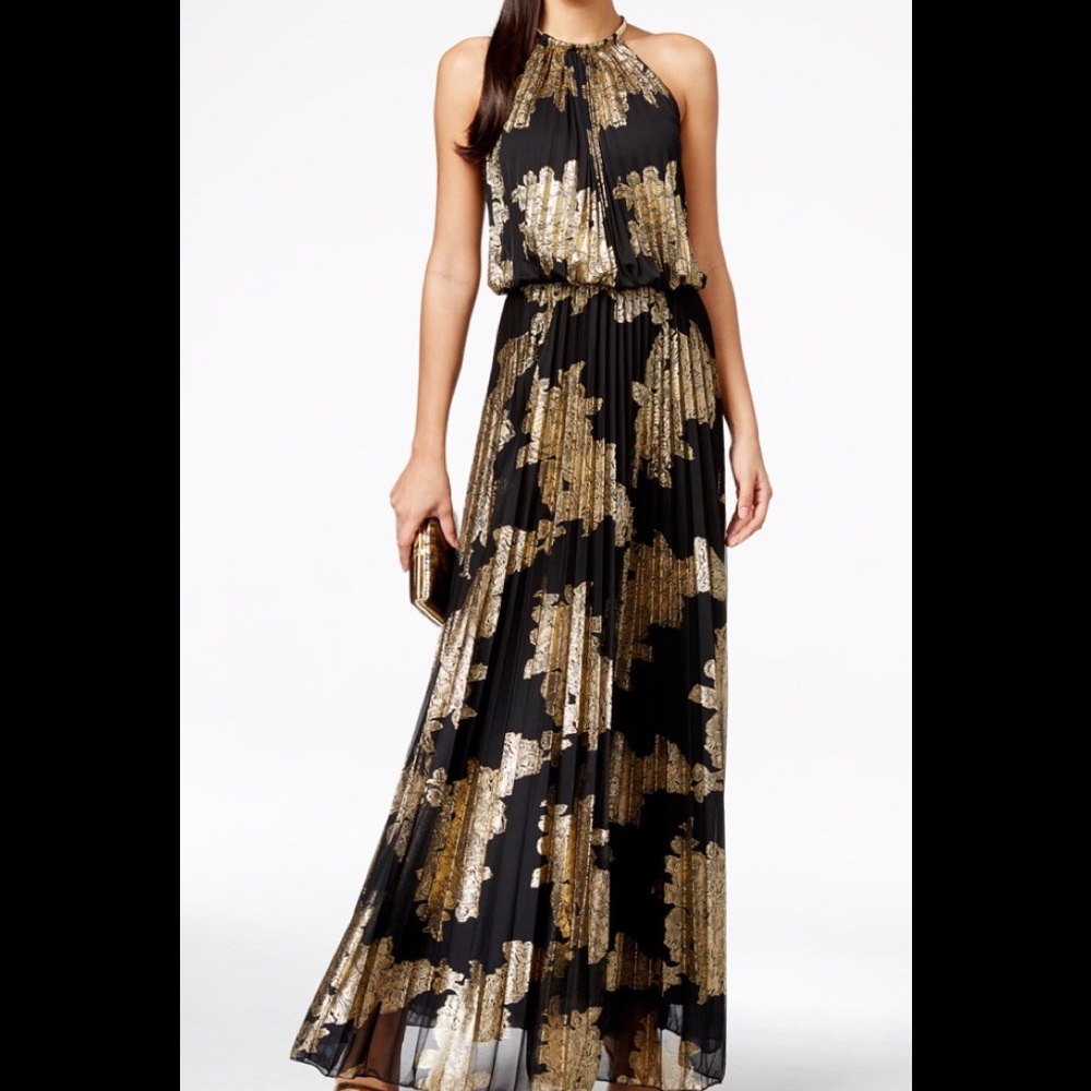 🆕 MSK Metallic-Print Blouson Style Gown
